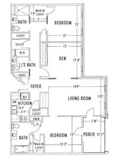 The Walsh 2 Bed 2.5 Bath floorplan image