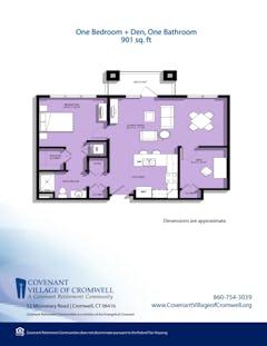 Expansion Floorplan for 1BR / 1Bath with Den floorplan image