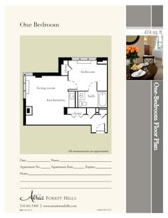 1Bedroom with 1Bath floorplan image