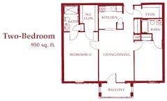 The Two-Bedroom floorplan image