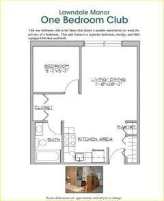 The Club 1BR 1B floorplan image