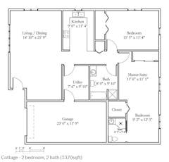 The Cottage - 2BR 2B (1370 sqft) floorplan image