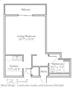 The West Village - 1BR  floorplan image