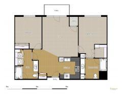 The Two Bedroom Two Bath Traditional at Courtyard Residence floorplan image