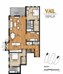 The Vail - 2 Bed with Den (1750 sqft) floorplan image