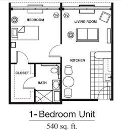 1 Bed (540 sqft) floorplan image