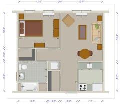 1Bedroom with 1Bath Unit A floorplan image