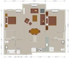 2Bedrooms with 2Bath Unit E floorplan image