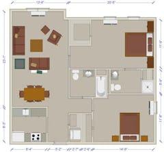 2Bedrooms with 2Bath Unit F floorplan image