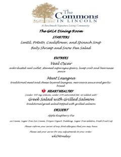 Sample Menu - The Commons in Lincoln