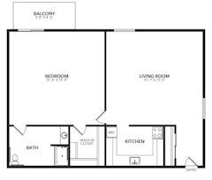 Large 1 Bedroom Deluxe floorplan image