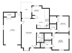 The Two Bedroom House (1,079 sqft) floorplan image